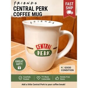 Friends Central Perk Coffee Mug 16oz Silver Buffalo White Ceramic TV Show Logo